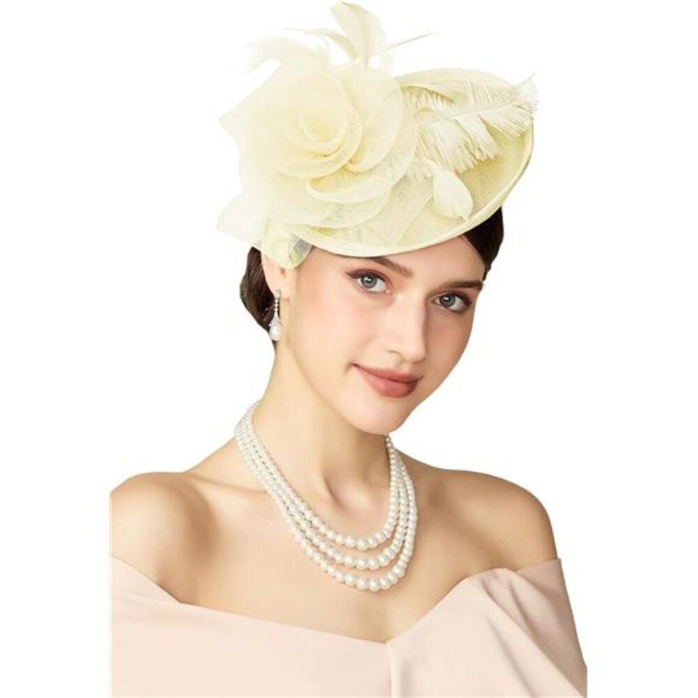 Tea Party Kentucky Fascinator Derby Pillbox Hat Cream